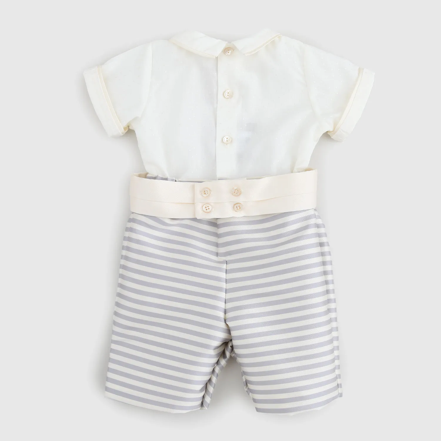 La Stupenderia Beige And Gray Romper For Newborns