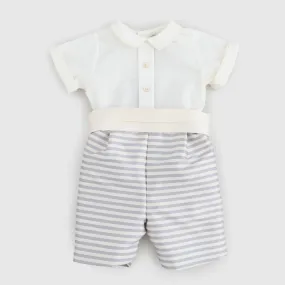 La Stupenderia Beige And Gray Romper For Newborns