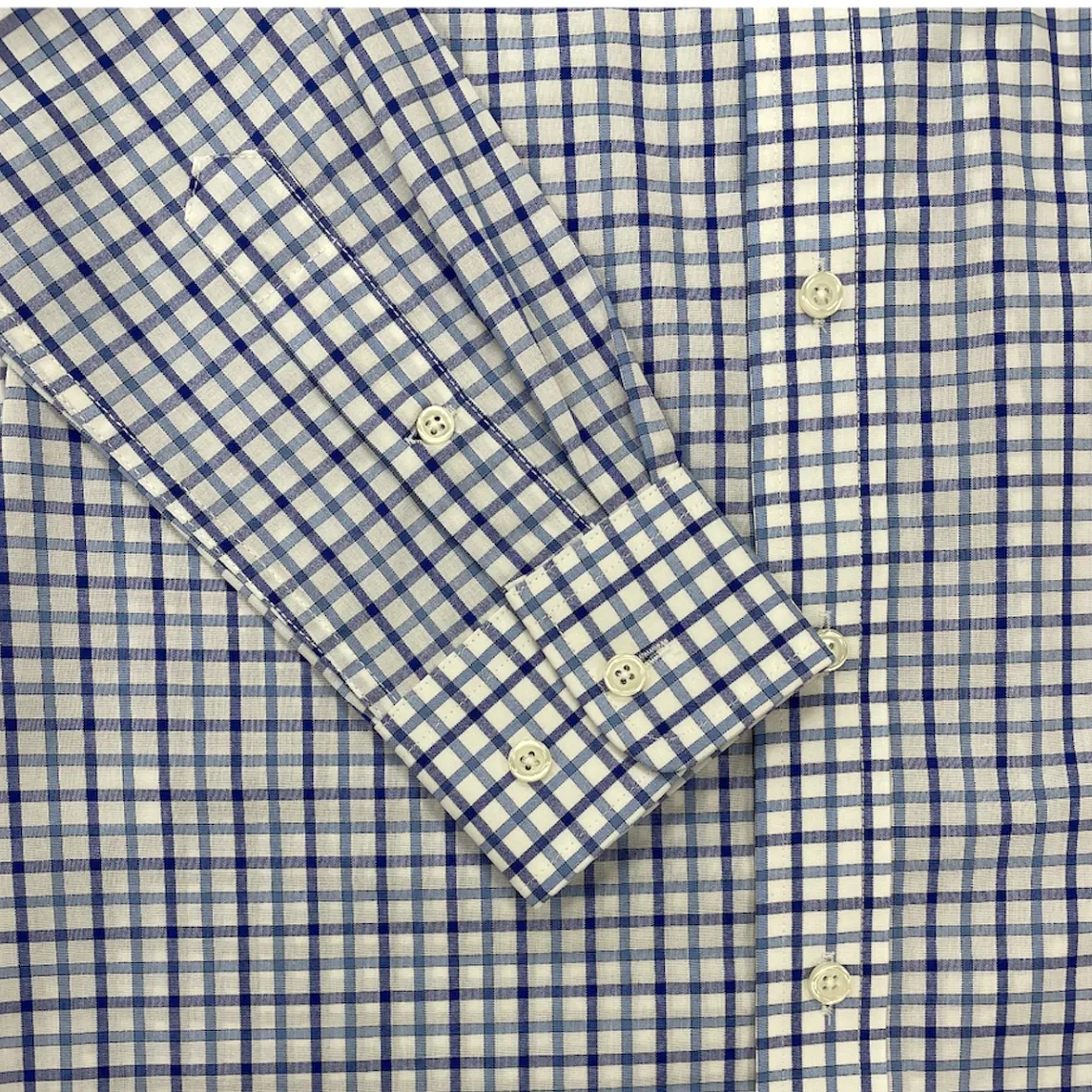 Lauren Ralph Lauren Navy Blue Check Dress Shirt SWA0127