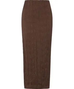 Lily and Lionel Women's Lala Crinkle Pencil Midi Skirt In Brown