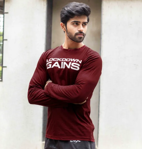 Lockdown Gains Maroon Full Sleeve Tee - Sale