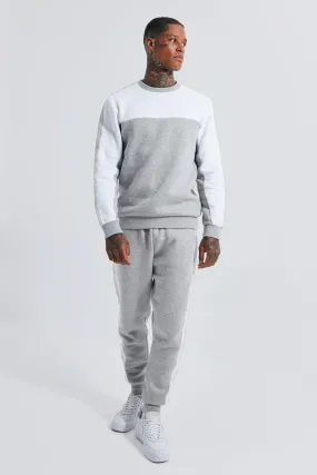 Man Colour Block Sweater Tracksuit With Tape