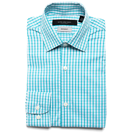 Marc New York Boys Skinny Teal/White Plaid Dress Shirt MBS0036