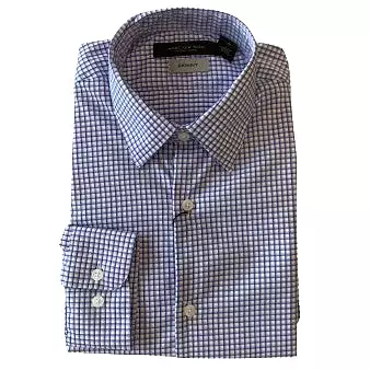 Marc New York Boys Skinny White/Purple Plaid Dress Shirt MBS0035