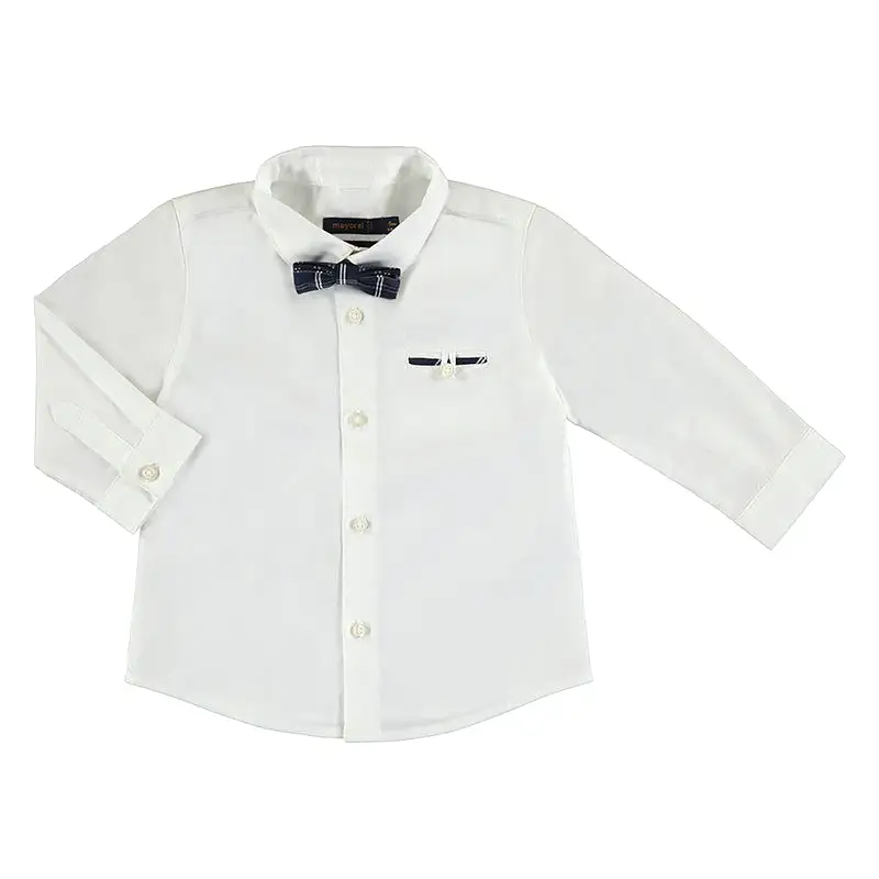 Mayoral Baby Dress Shirt w/Bow Tie_ White 1117-95