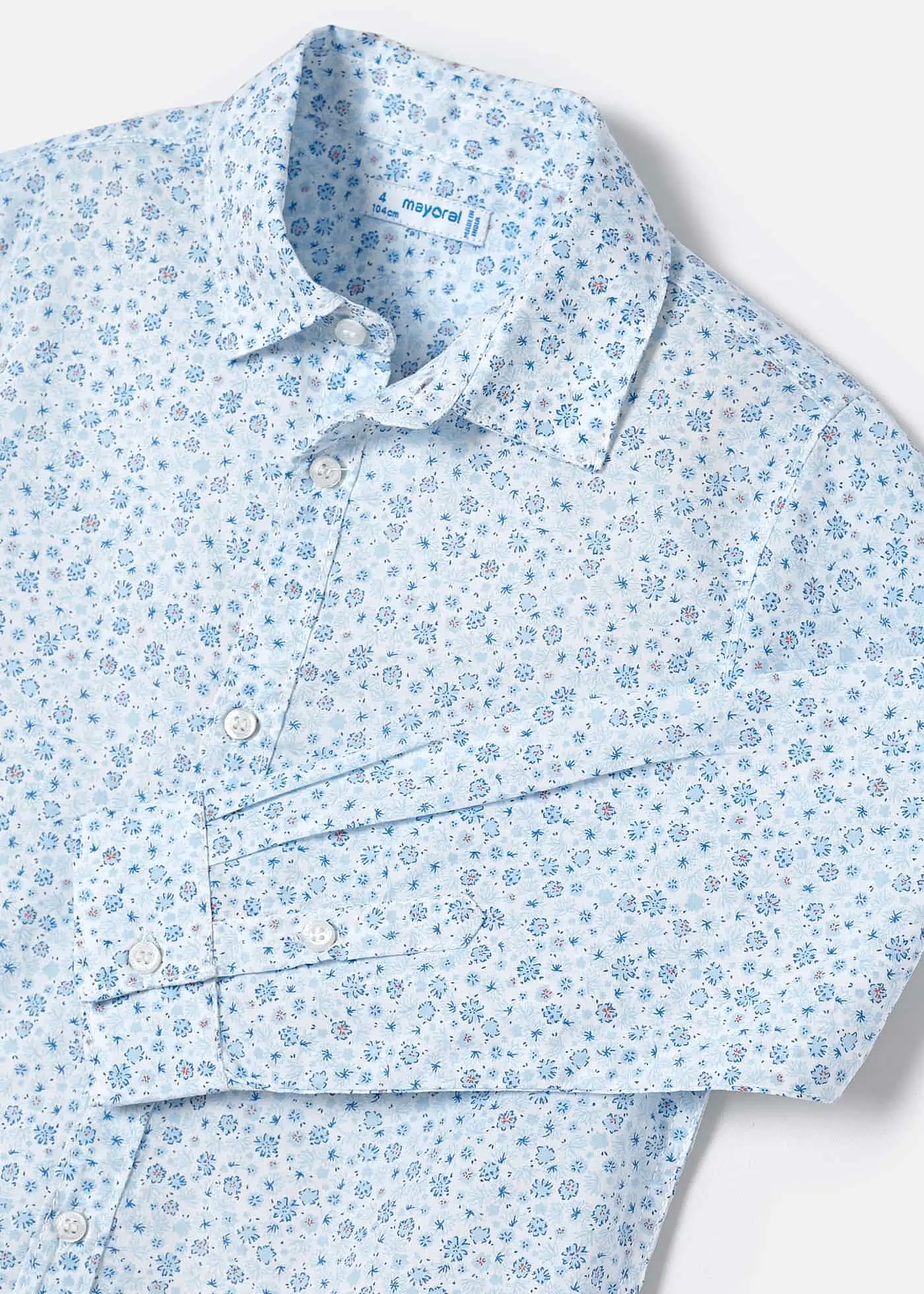 Mayoral Mini L/S Dress Shirt w/Floral Print_ Light Blue 3120-48