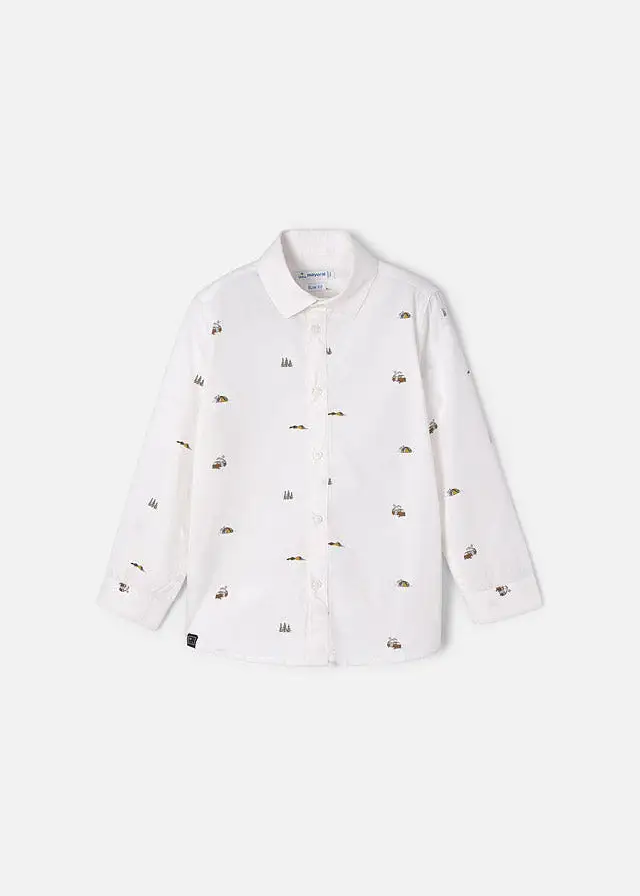 Mayoral Mini L/S Patterned Dress Shirt _White 4186-48