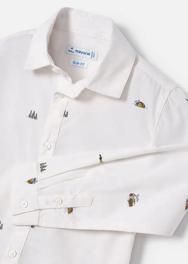 Mayoral Mini L/S Patterned Dress Shirt _White 4186-48