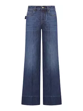 Medium wash wide denim trousers