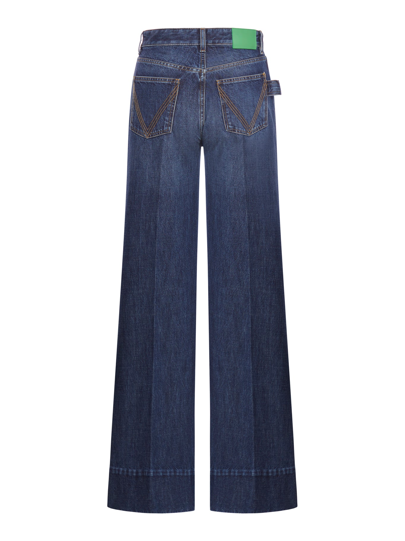 Medium wash wide denim trousers