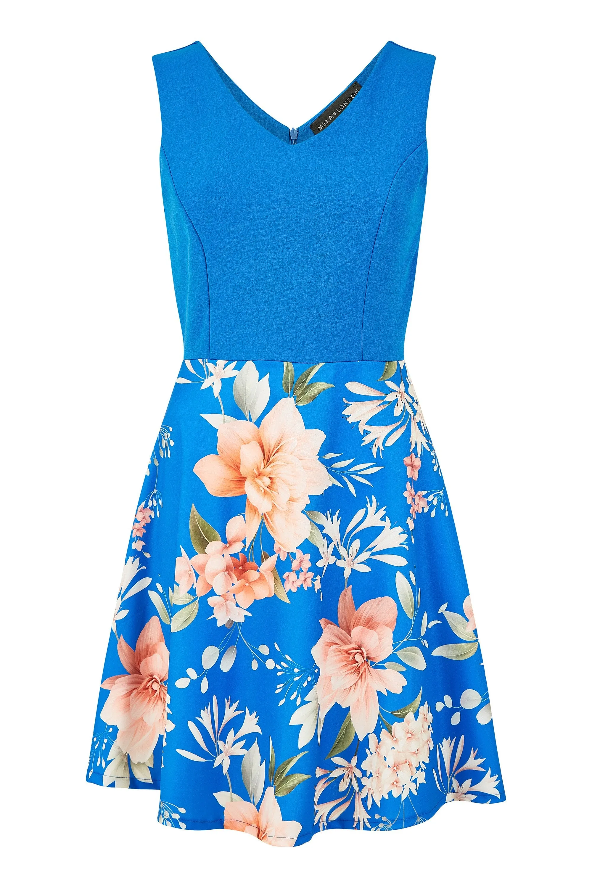 Mela Blue Floral Skater Dress