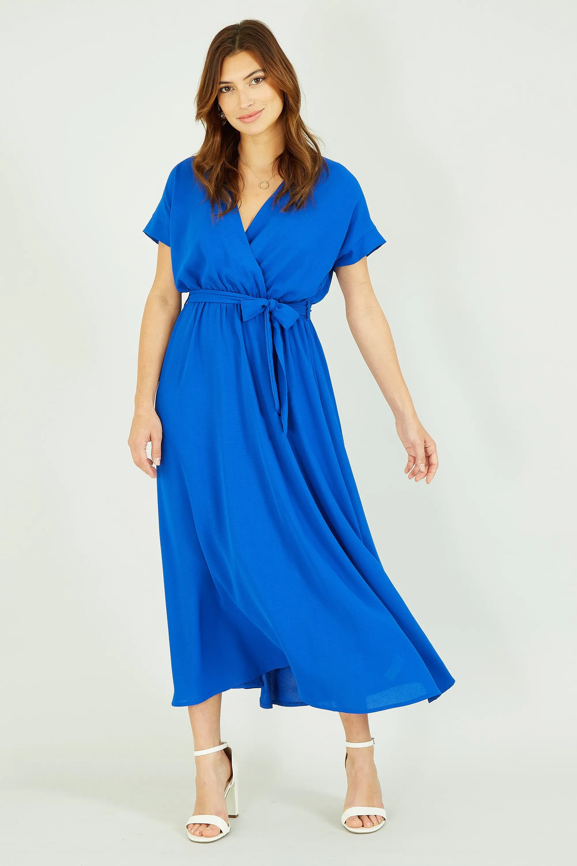 Mela Blue Kimono Sleeve Midi Dress