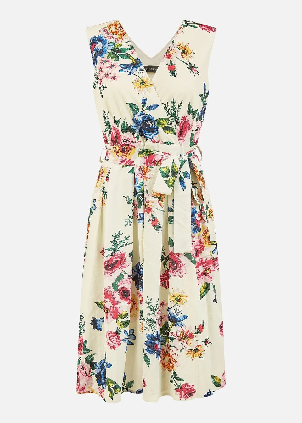 Mela Ivory Floral Wrap Skater Dress