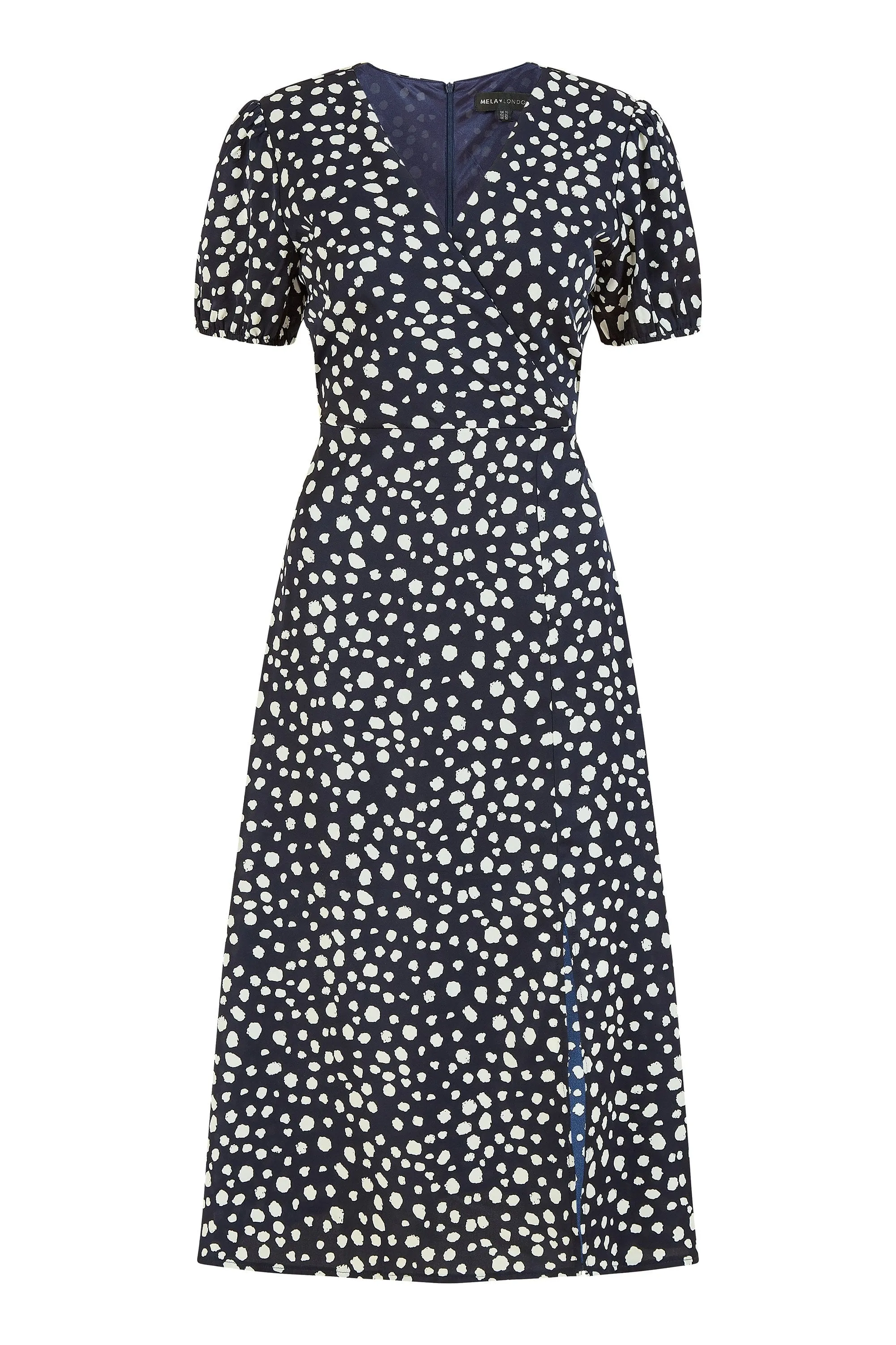 Mela Navy Spot Midi Tea Dress