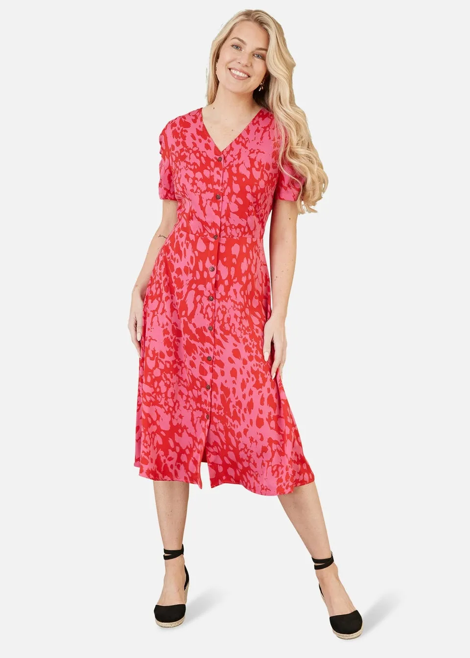 Mela Pink Animal Print Shirt Dress