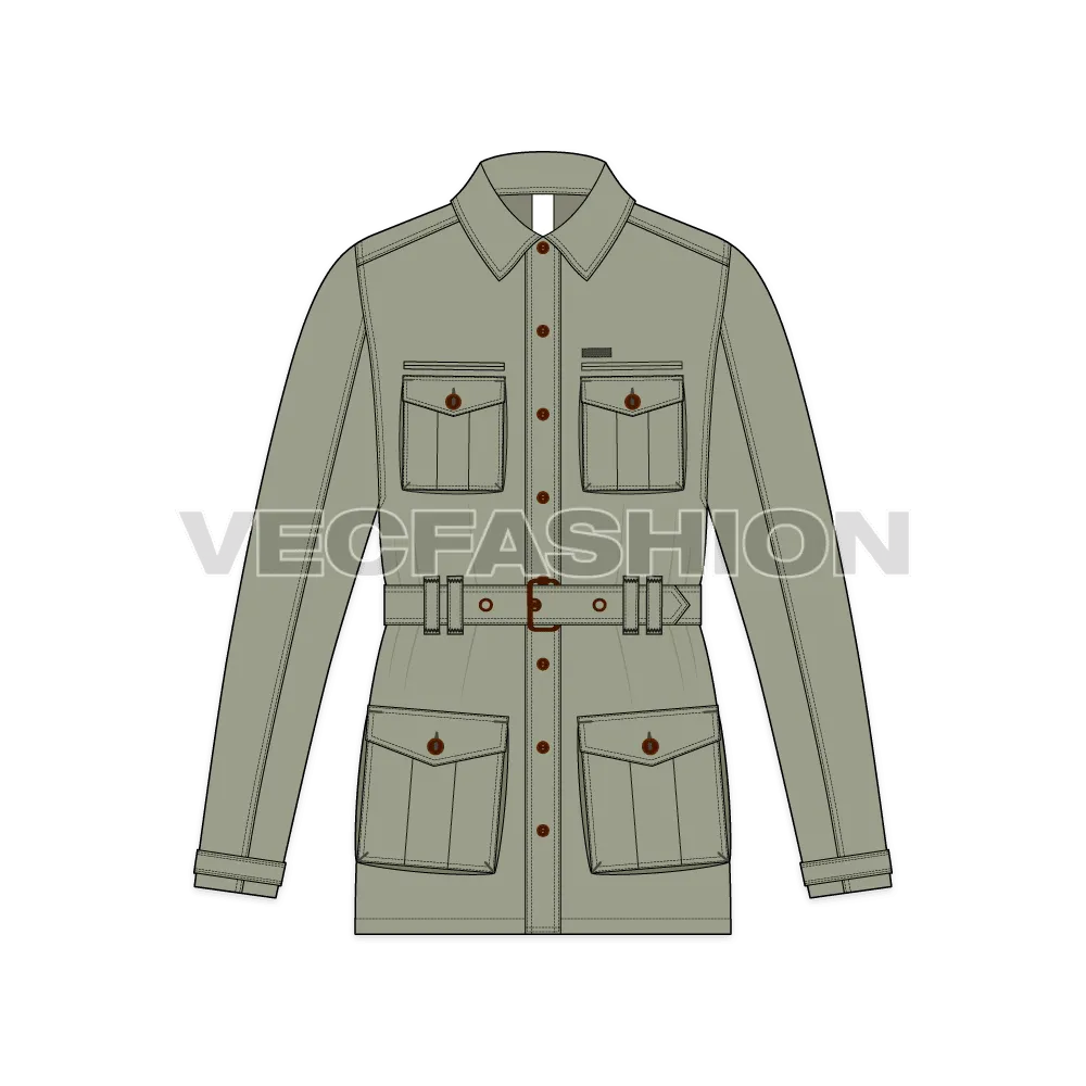 Mens Military Green Field Jacket Template