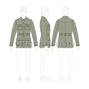 Mens Military Green Field Jacket Template