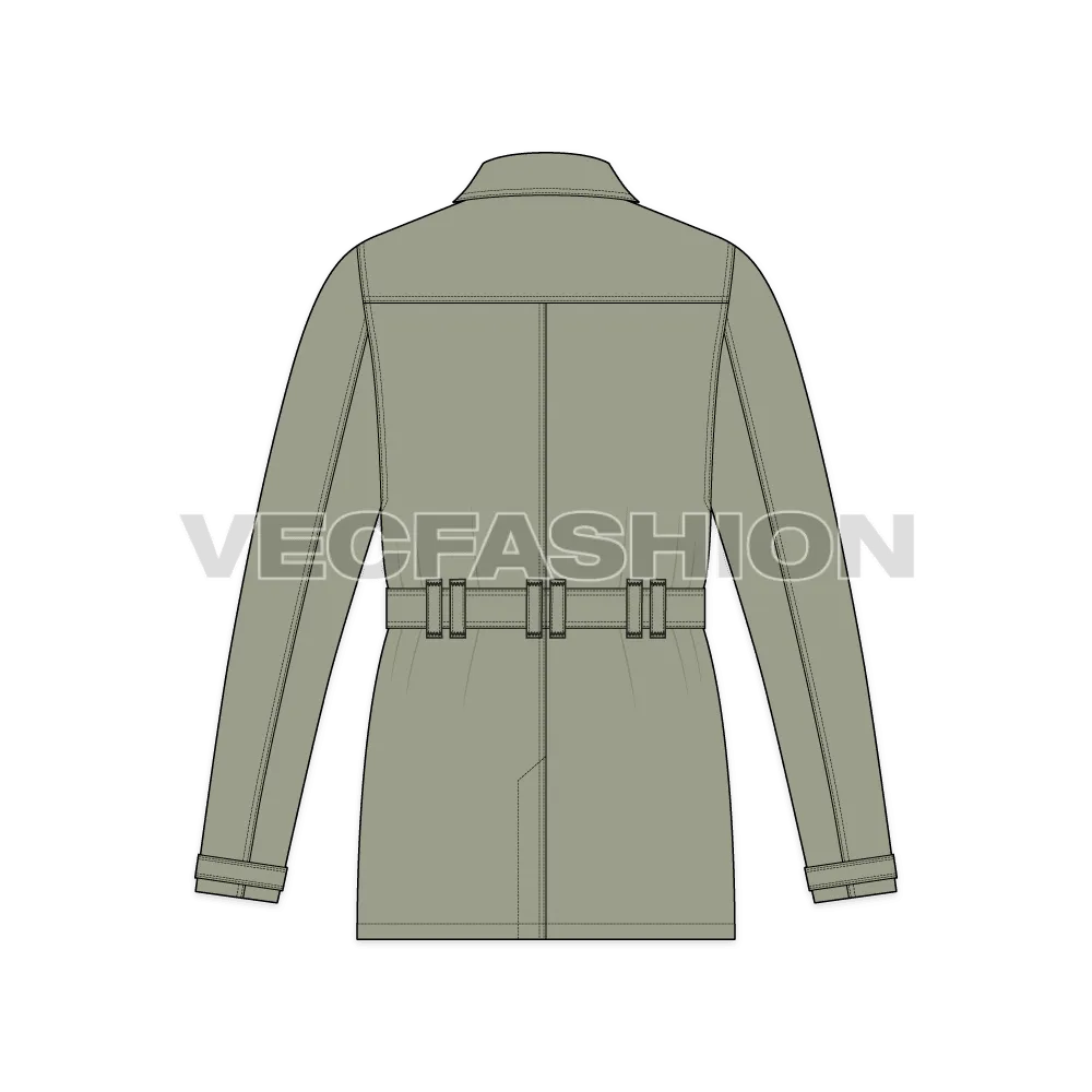 Mens Military Green Field Jacket Template