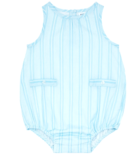 Minnow - Baby Pacific Blue Stripe Bubble Romper