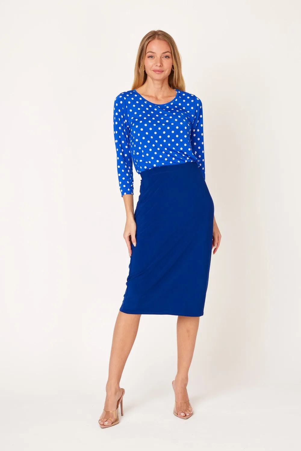 Miss Amy Pencil Skirt (Regular & Plus)- Navy