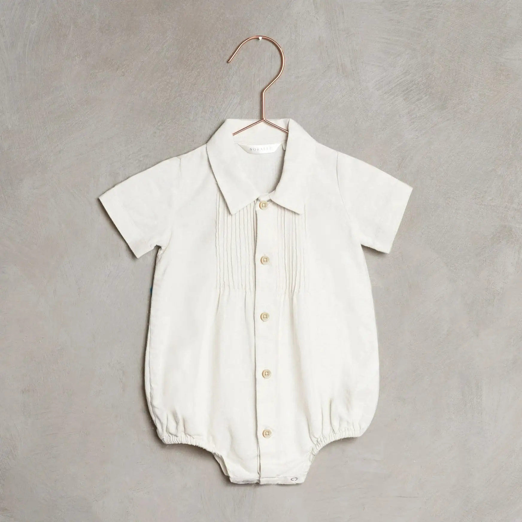 Noralee Baby Button Up Henry Dress Shirt Romper _White NL052-P001