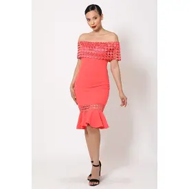 Off Shoulder Crochet Band Fashion Dress