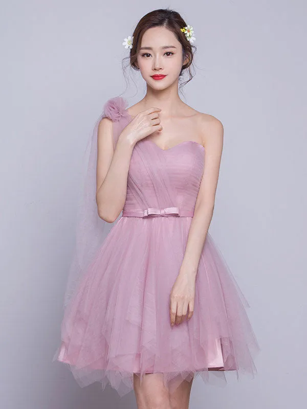 One Shoulder Short Bridesmaid Dress