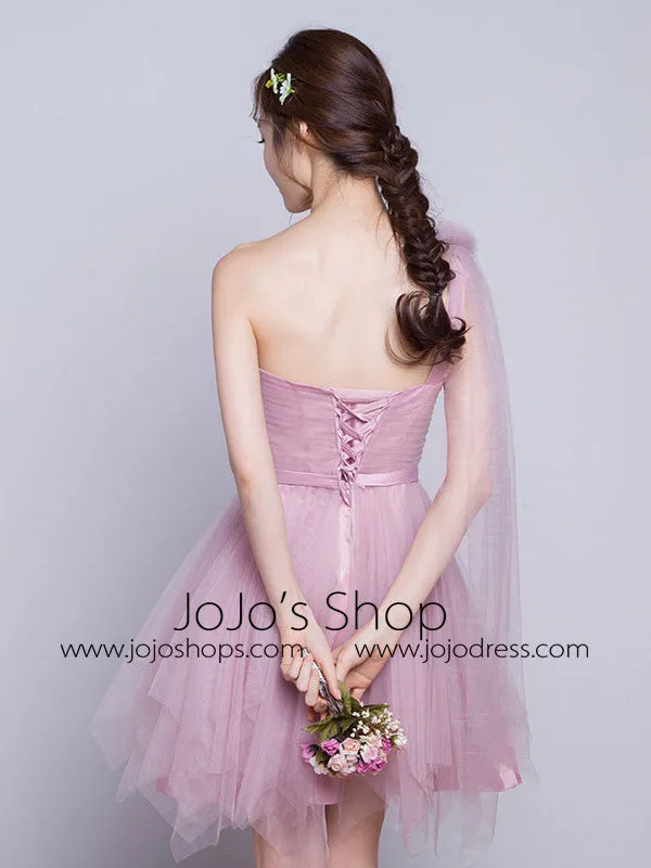 One Shoulder Short Bridesmaid Dress