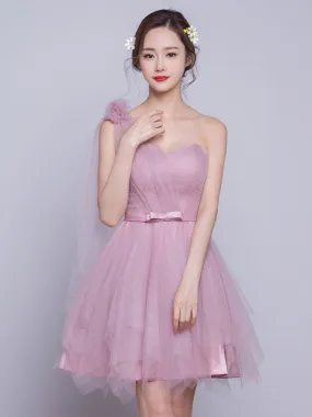 One Shoulder Short Bridesmaid Dress