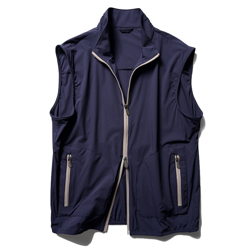 Only 180g thin quick-drying four-way stretch men's summer Rainproof breathable stand-up collar casual vest