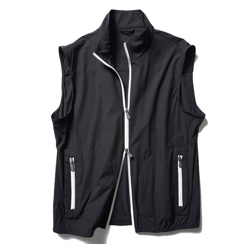 Only 180g thin quick-drying four-way stretch men's summer Rainproof breathable stand-up collar casual vest