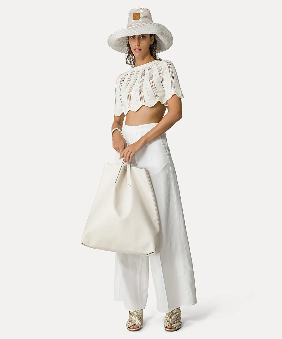 palazzo pants in cotton gabardine