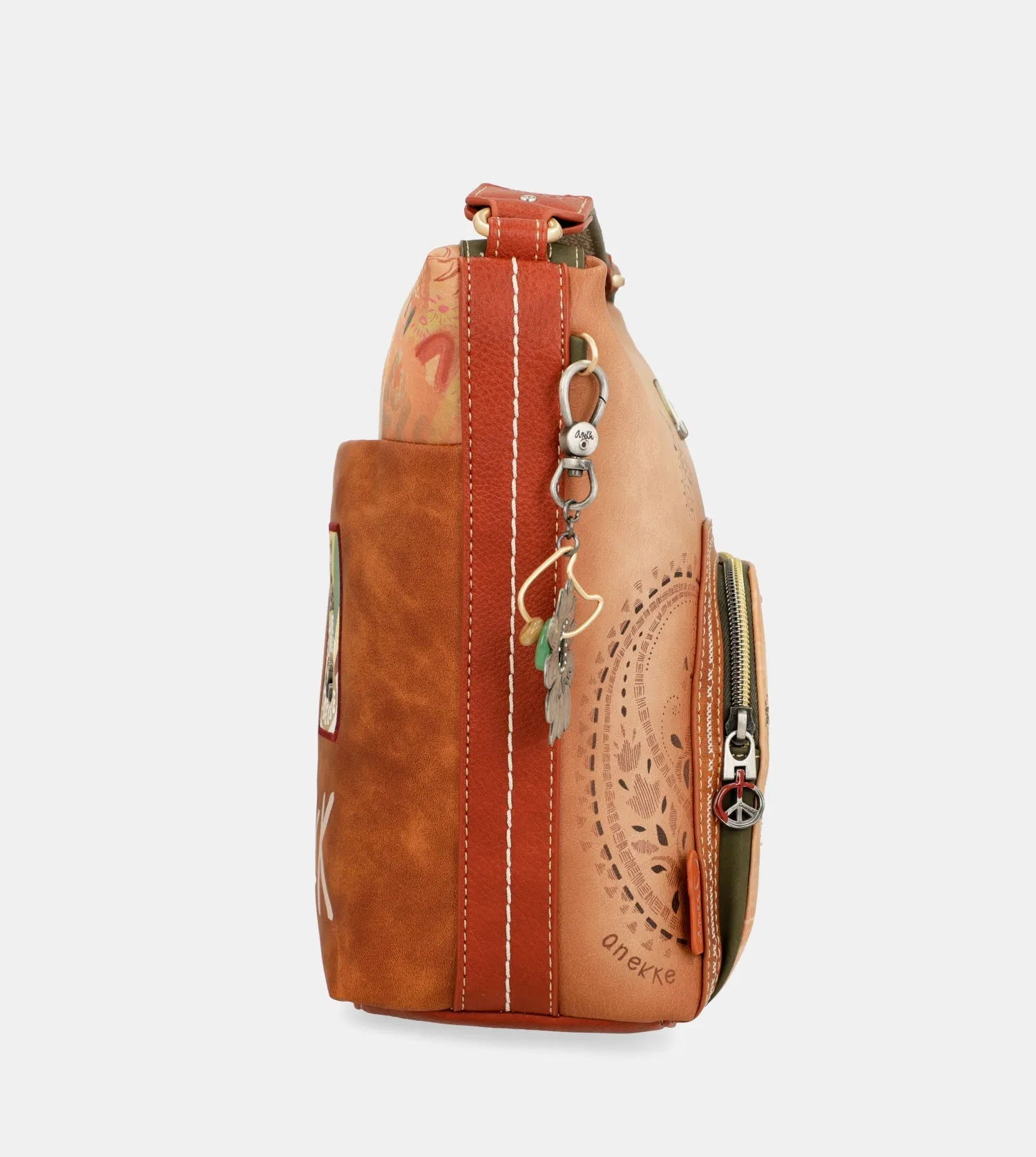 Peace & Love camel large crossbody bag