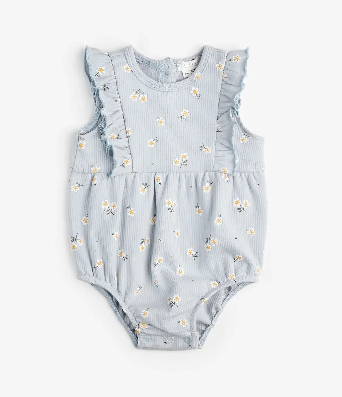 Petit Lem - Daisy Print Pearl Blue Bubble Romper