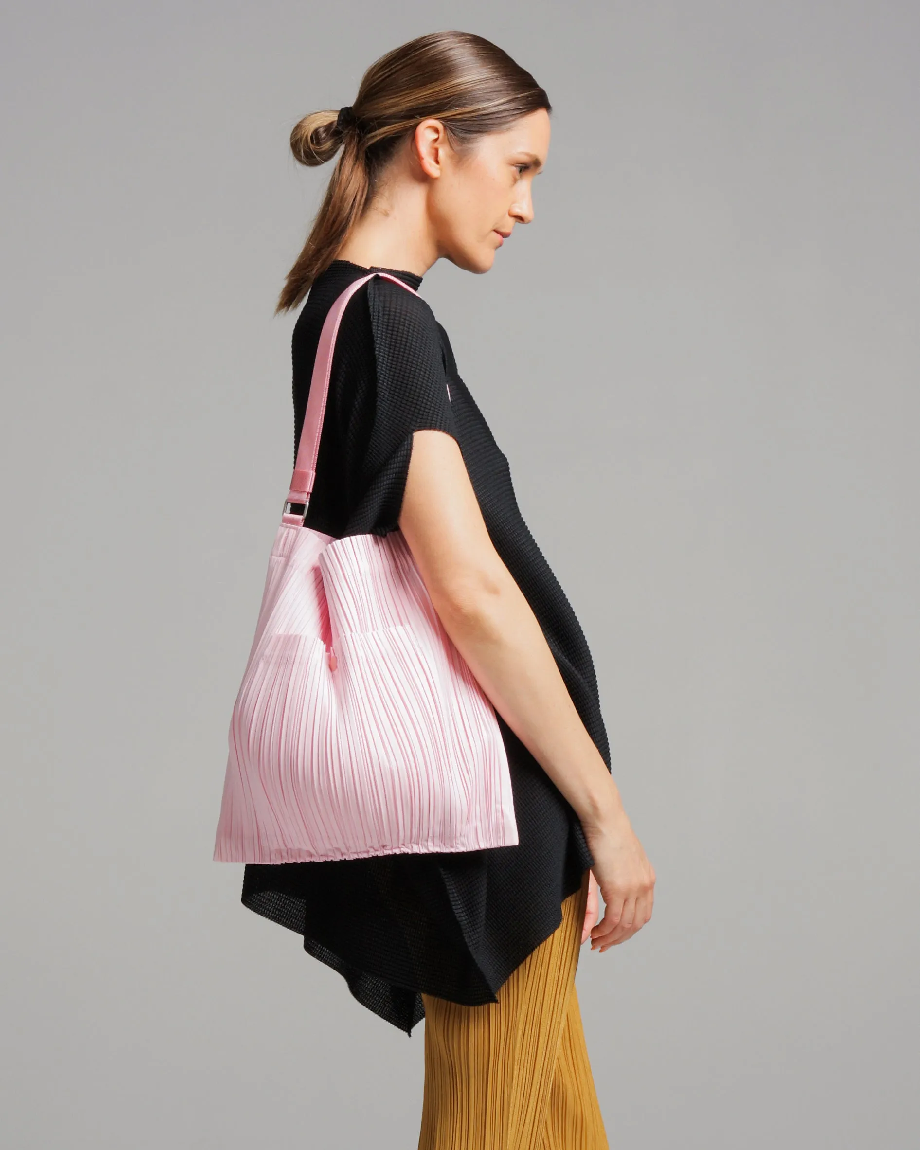 Pink Crossbody Pleated Bag