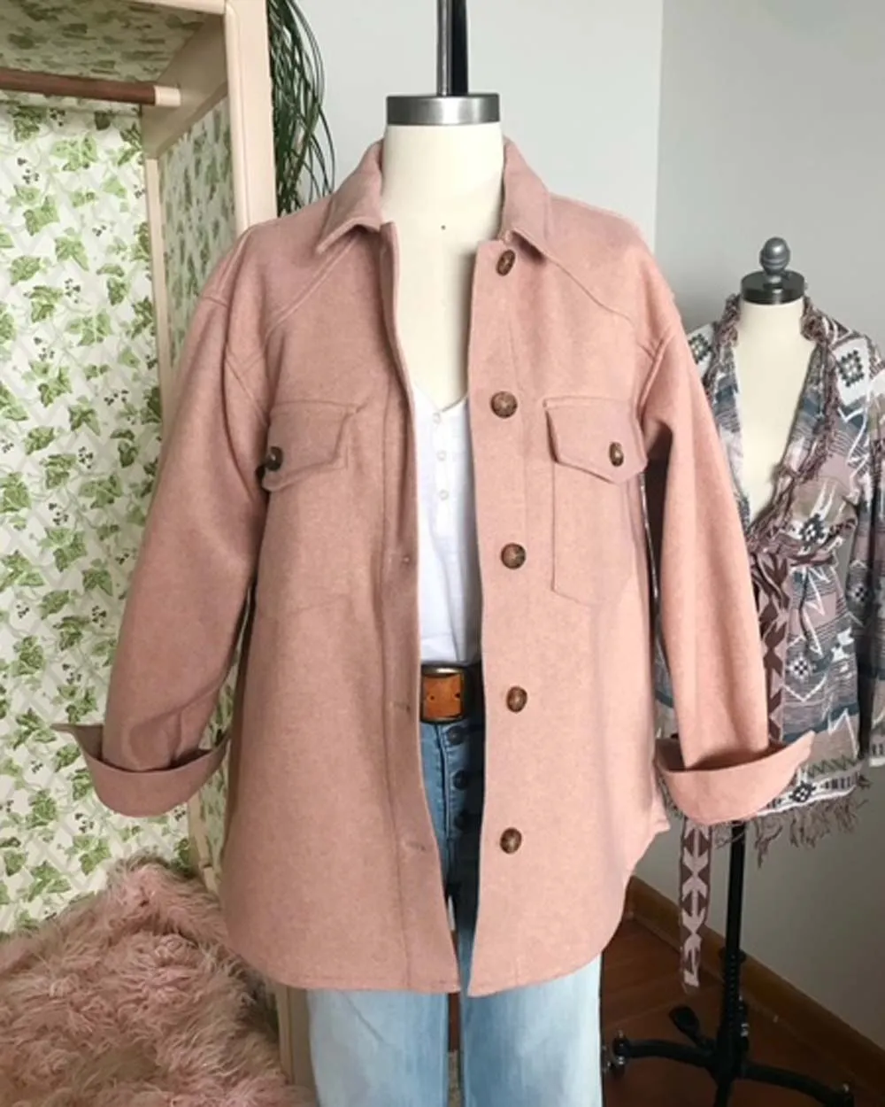 Pink Sage Shirt Jacket