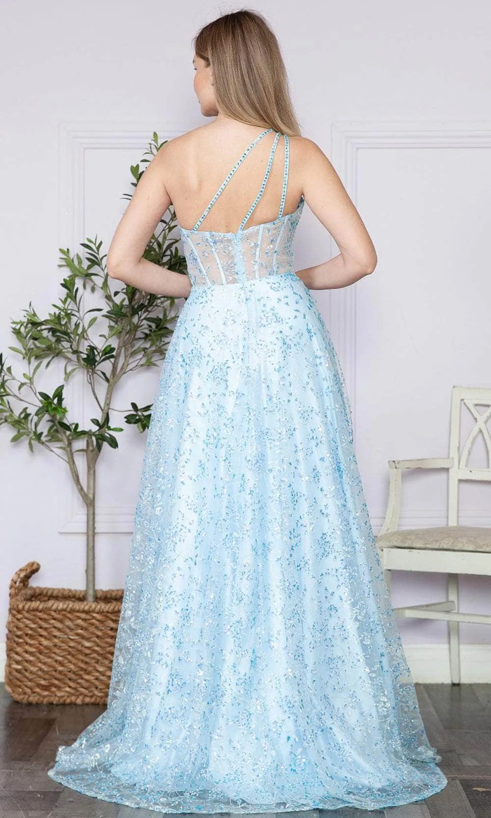 Poly USA 9372 - One Shoulder Corset Bodice Prom Dress