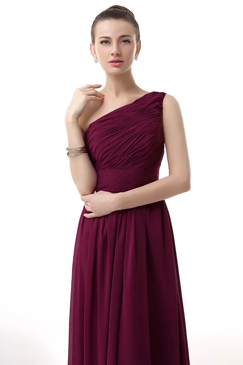 Purple Grecian One Shoulder Formal Dress