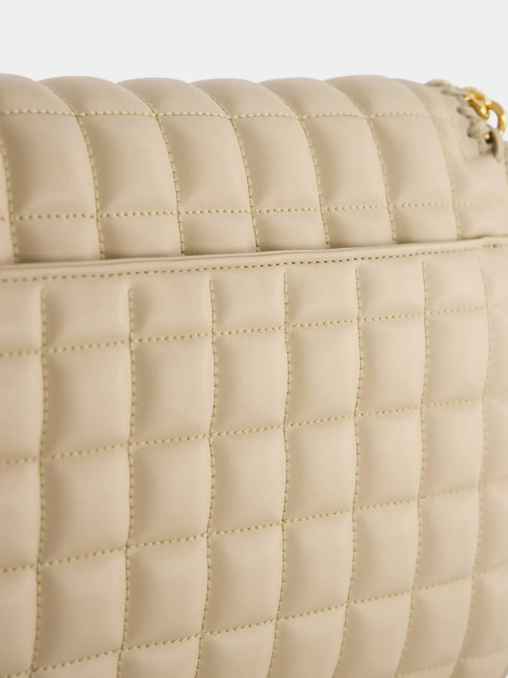 Quilted Beige Crossbody Bag