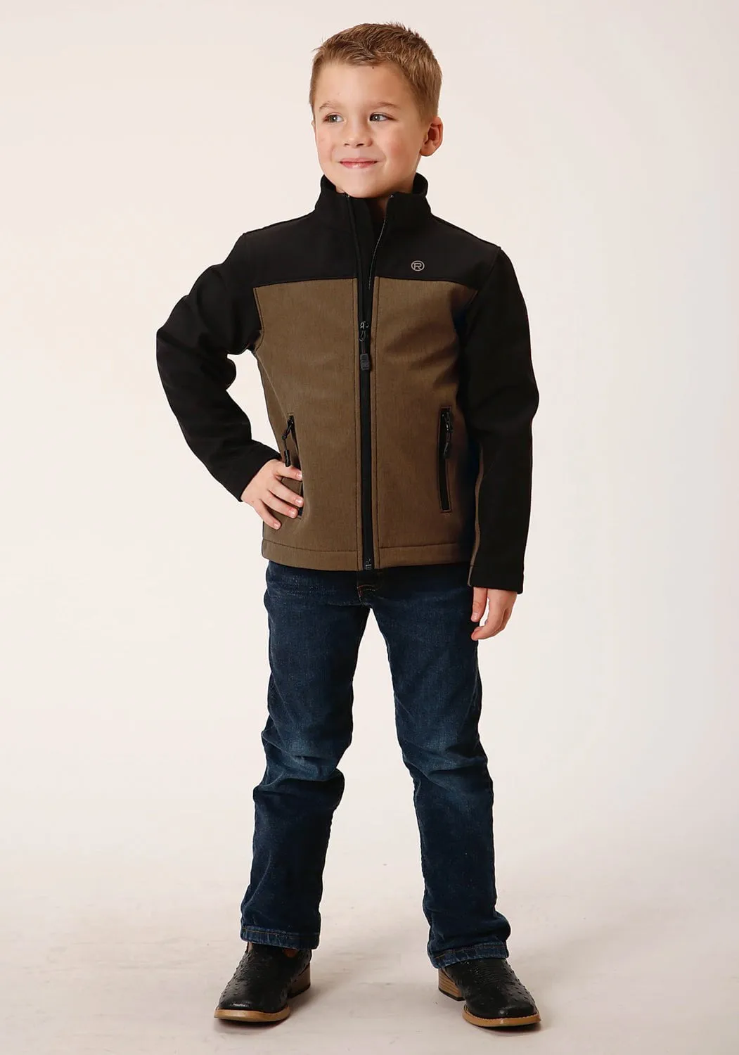 Roper Boys Hi-Tech Brown/Black Polyester Softshell Jacket