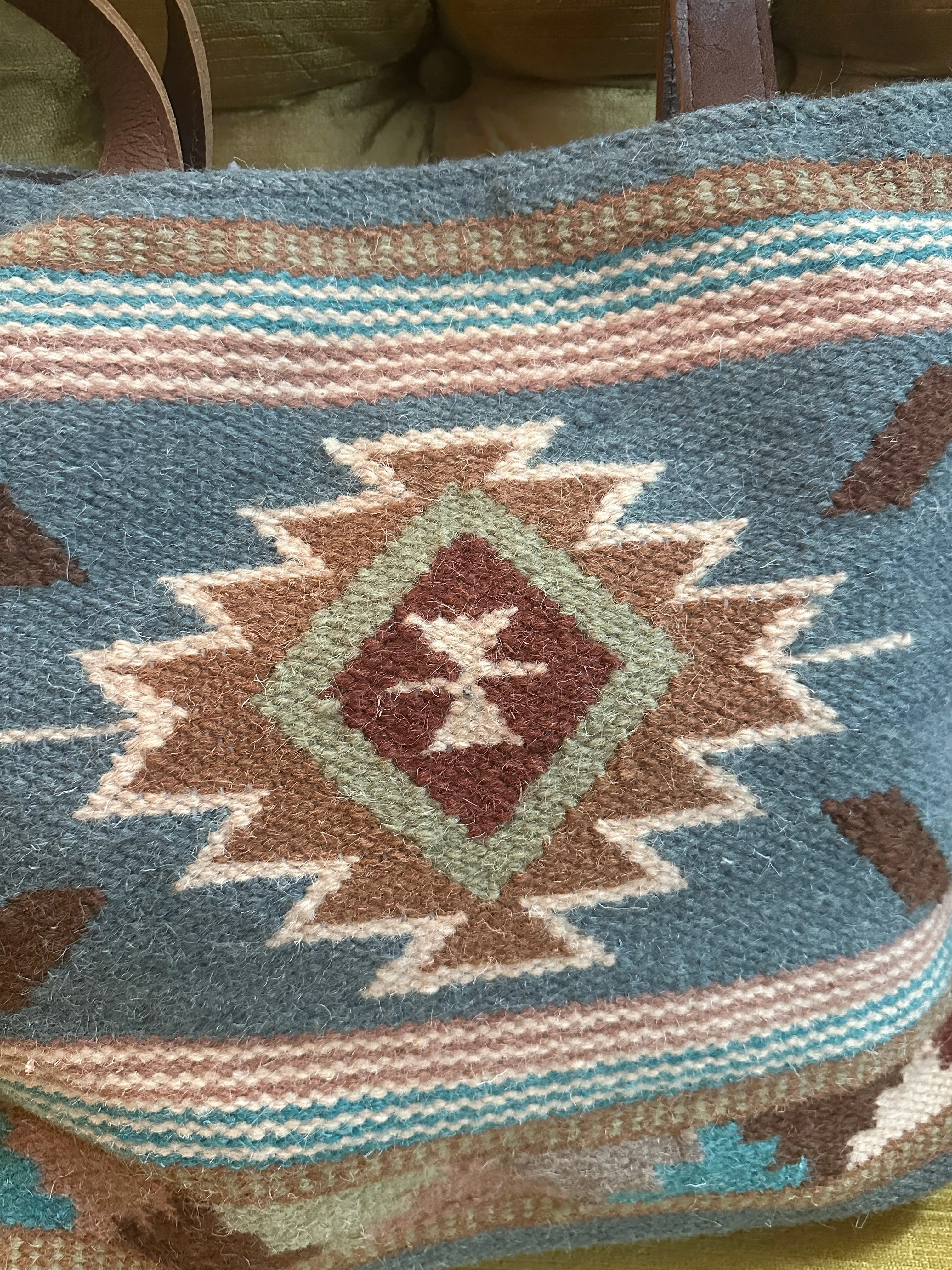 Shine On Aztec Print Woven Saddle Blanket Tote Bag Purse