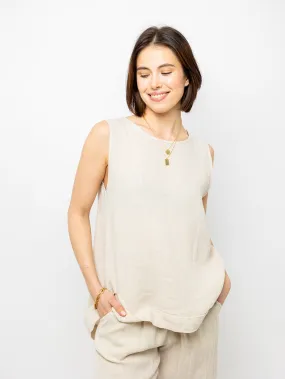 Sleeveless Linen Top - Nude