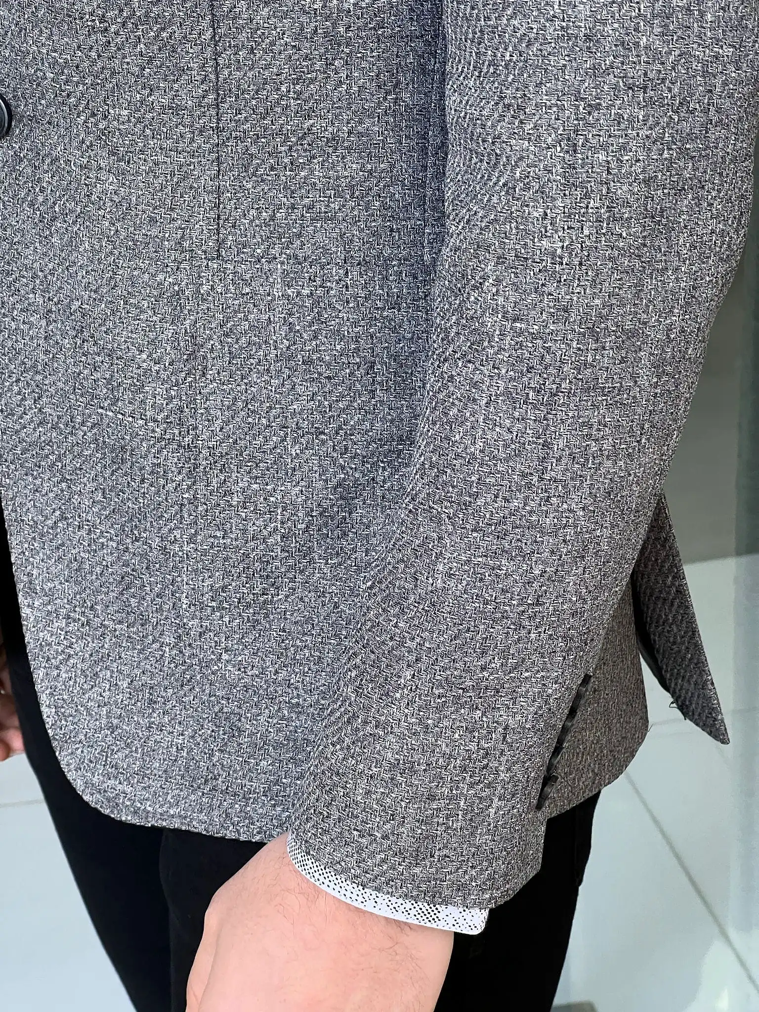 Slim Fit Self-Patterned Grey Jacket