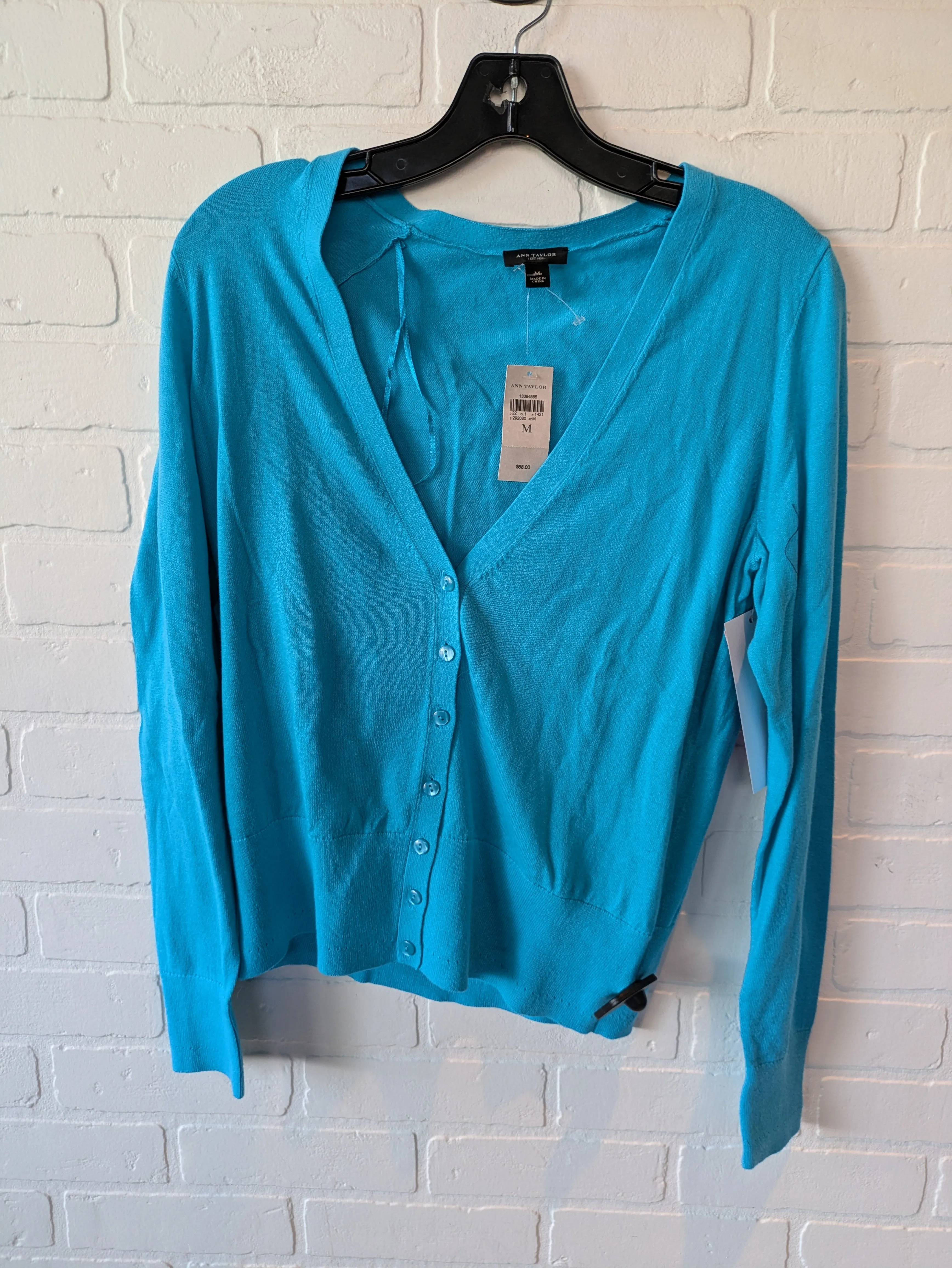 Sweater Cardigan By Ann Taylor In Blue, Size: M