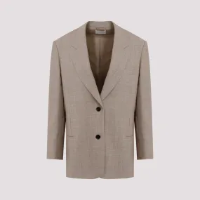 Taupe Ivory Melange Virgin Wool Marina Jacket