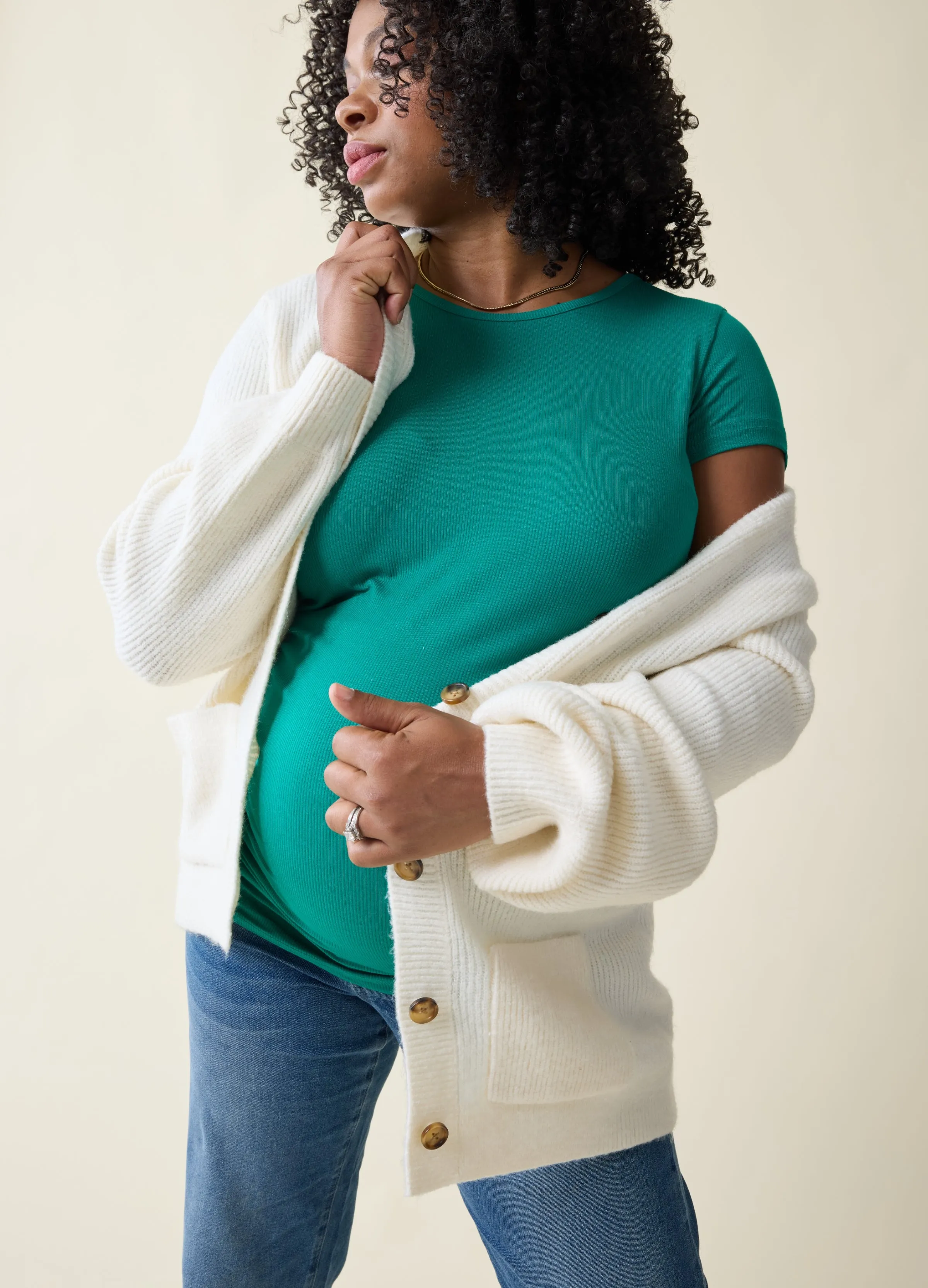 The Hug Maternity + Nursing Cardigan Cream