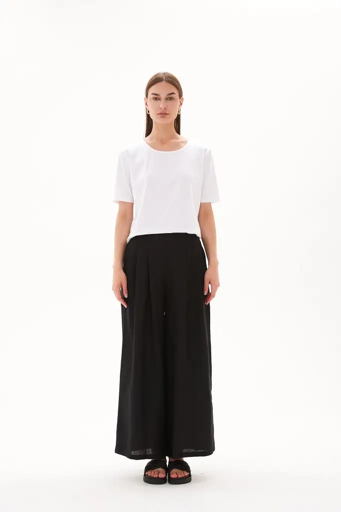 Tirelli - Elastic Back Palazzo Pant - Black