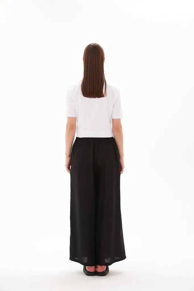 Tirelli - Elastic Back Palazzo Pant - Black