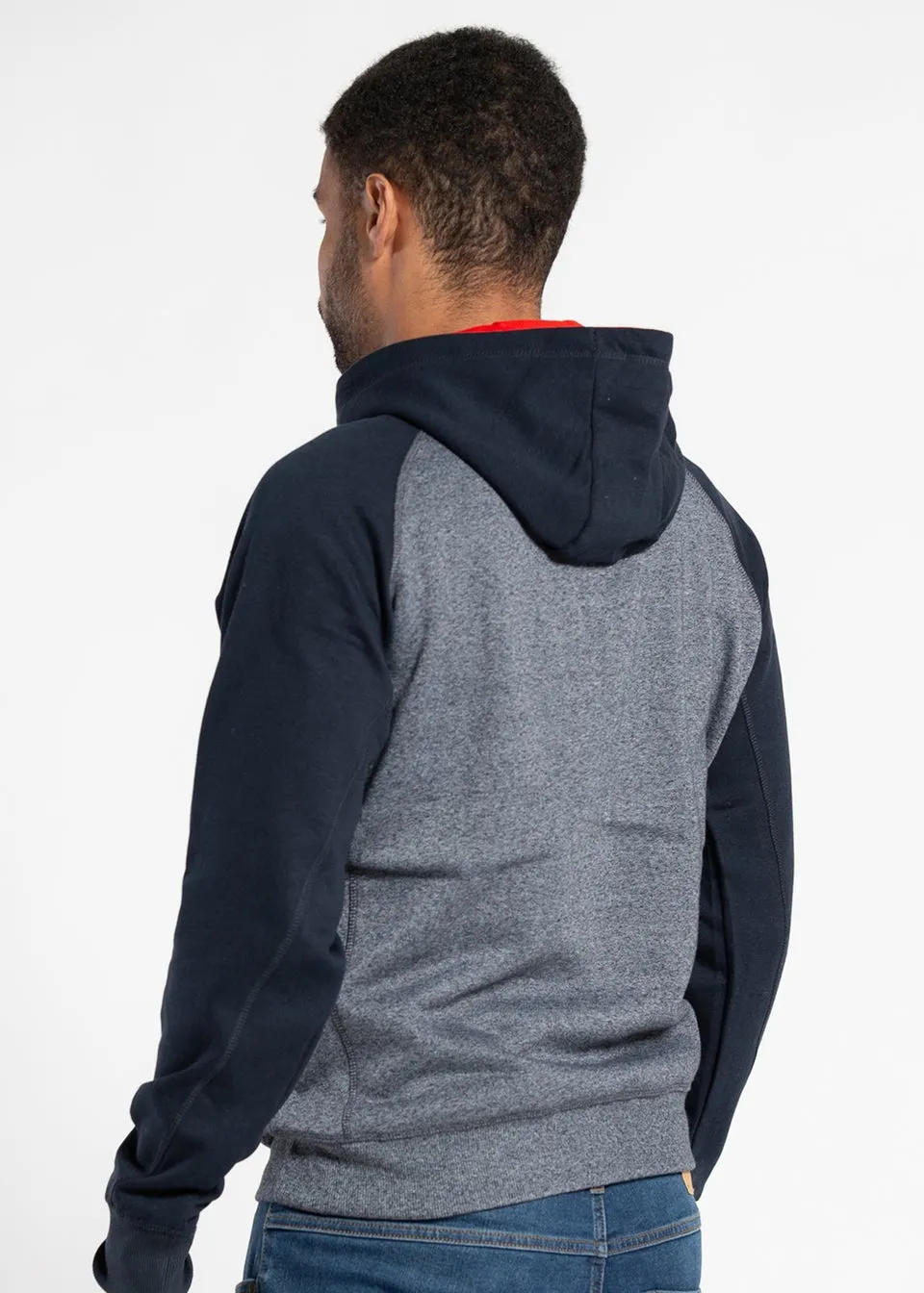 Tokyo Laundry Navy Kangaroo Pocket Drawstring Printed Hoody