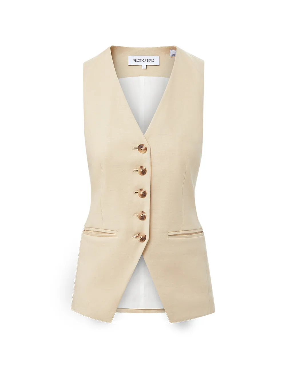 Veronica Beard Liff Vest in Stone Khaki